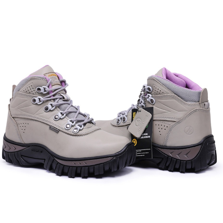 Coturno Feminino Bota Segurança EPI com C.A Couro Legítimo para Trabalho, Esportes, Trilha em Oferta na Shopee