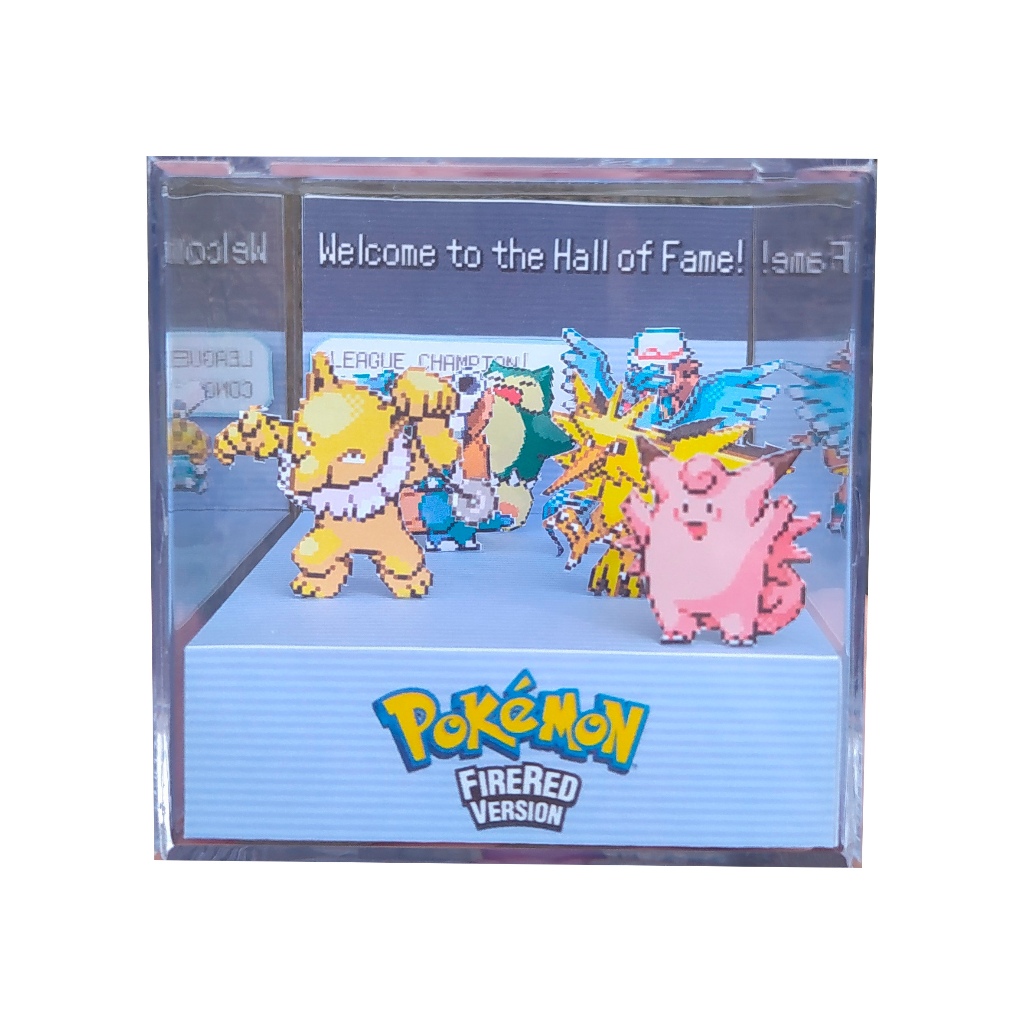 Diorama Cubo Pokémon Hall of Fame (6 Pokémon Personalizados) fire red