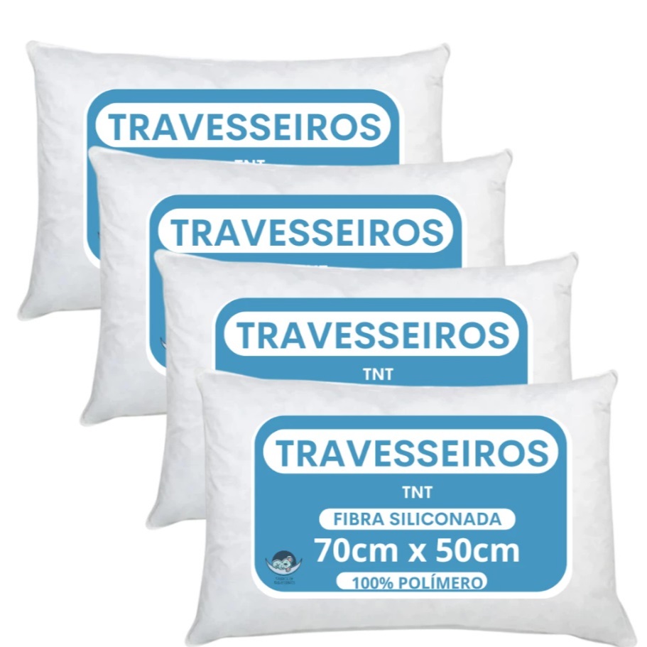 Kit 4 Travesseiros 50x70 Fibra Mista Antialergico Tnt