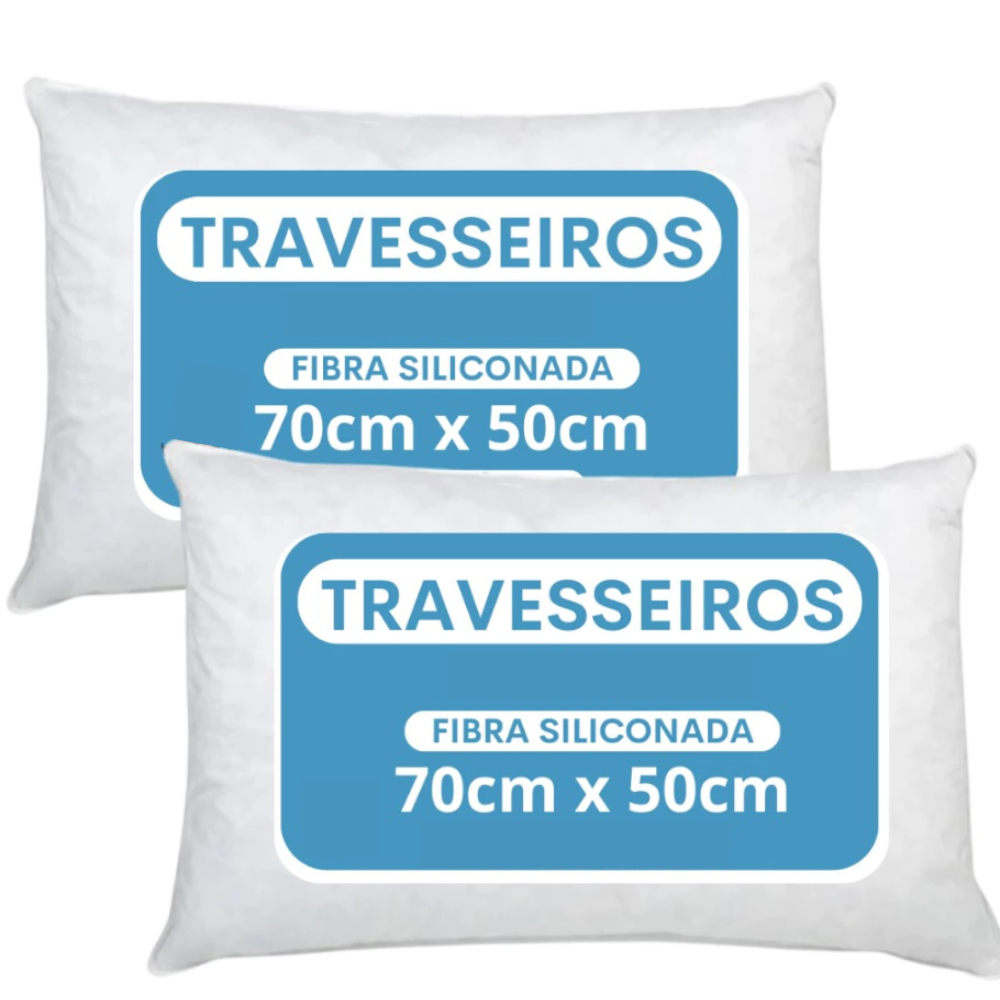 Kit 2 Travesseiro Alto Firme 50x70cm extra macio tecido TNT fibra mista