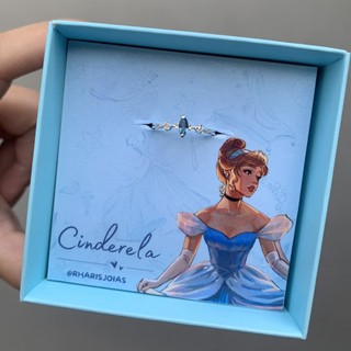 Anel Princesas (Cinderela) Prata 925 Navete