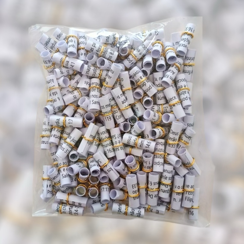 400 Lembrancinhas Versículos Bíblicos Enroladinhos Brancos para Festas Casamentos Batizados etc 400 Lembrancinhas Versículos Bíblicos Enroladinhos Brancos para Festas Casamentos Batizados etc