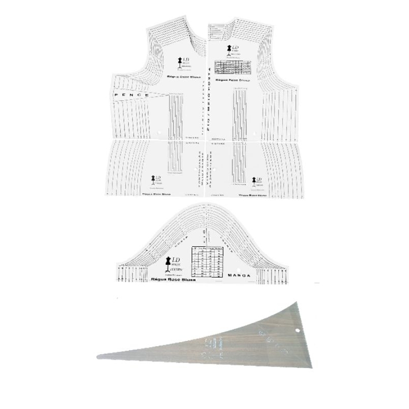 Kit regua gabarito transparente corte e costura tam 34-52 em Oferta na Shopee