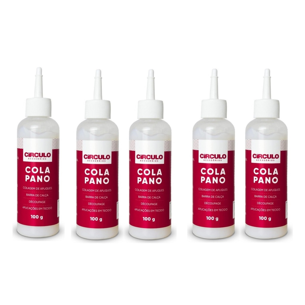 Cola de Pano Tecido 100g 403024 - Círculo | Fixação Resistente para Patchwork e Bordados 5 Unidades