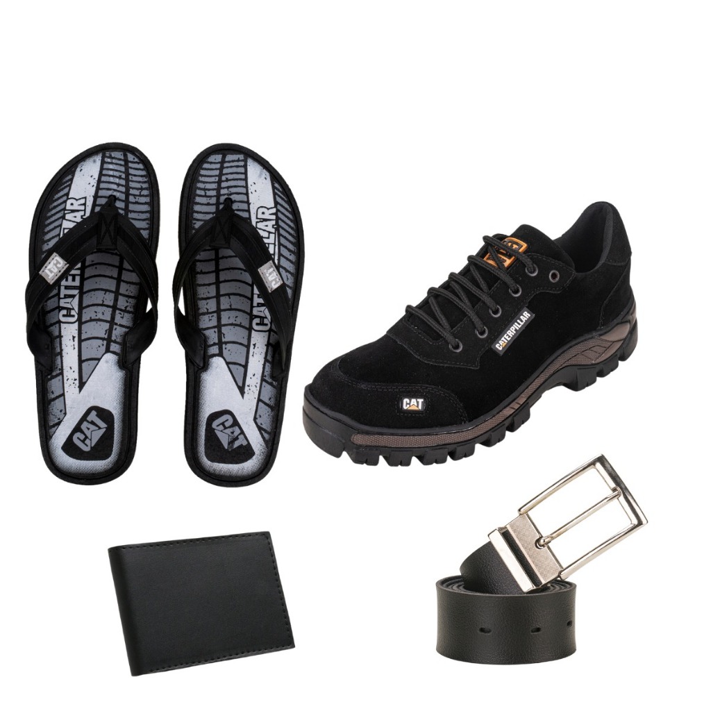 tenis sapatenis caterpillar kit chinelo cinto e carteira