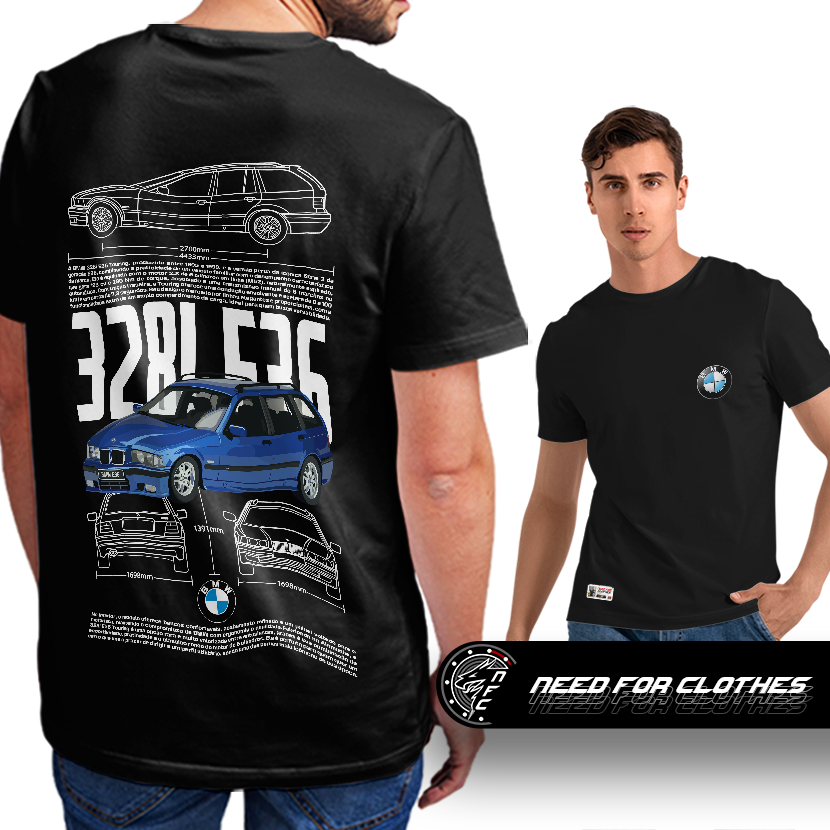 Camiseta BMW 328i Touring E36, L6 2.8L, 193cv, A Perua Esportiva