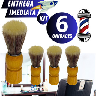 Kit 06 Pincel De Barbear Cerdas Macias Sintéticas Para Espuma De Barbear Kit Barba Completo em Oferta na Shopee