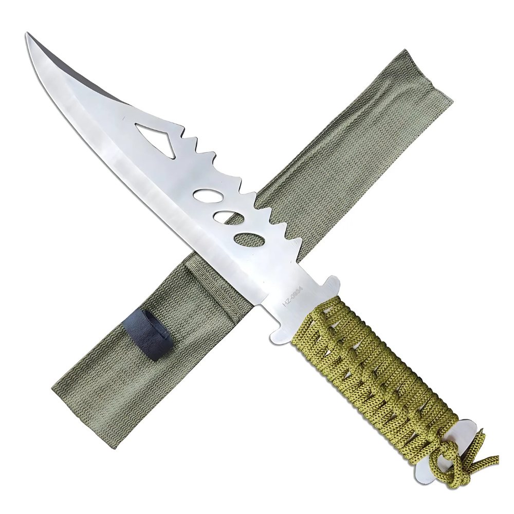 Faca Facão Rambo Militar Resistente Artesanal Serrilhado Aço 440