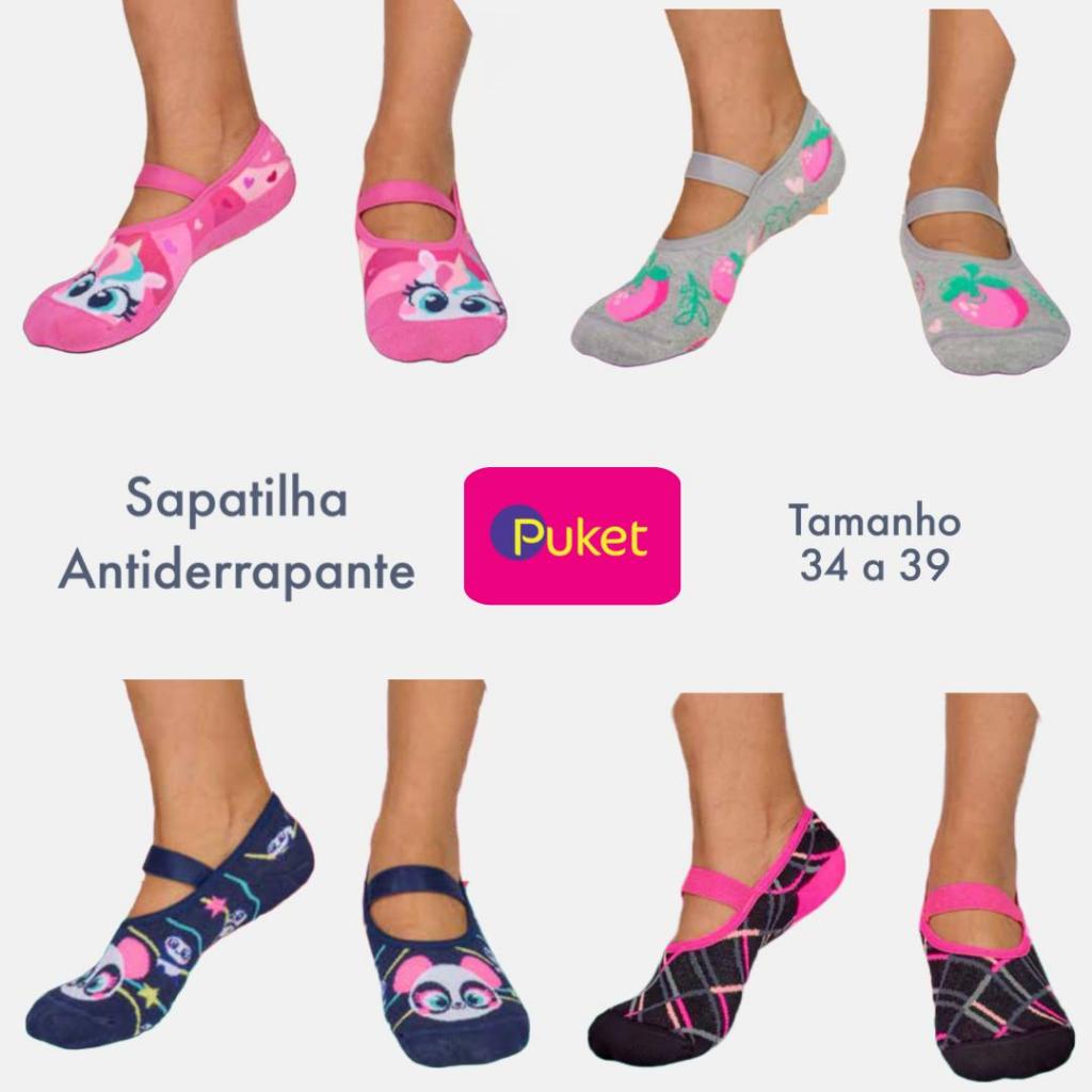 Meia Sapatilha Antiderrapante Puket tamanho 34 a 39