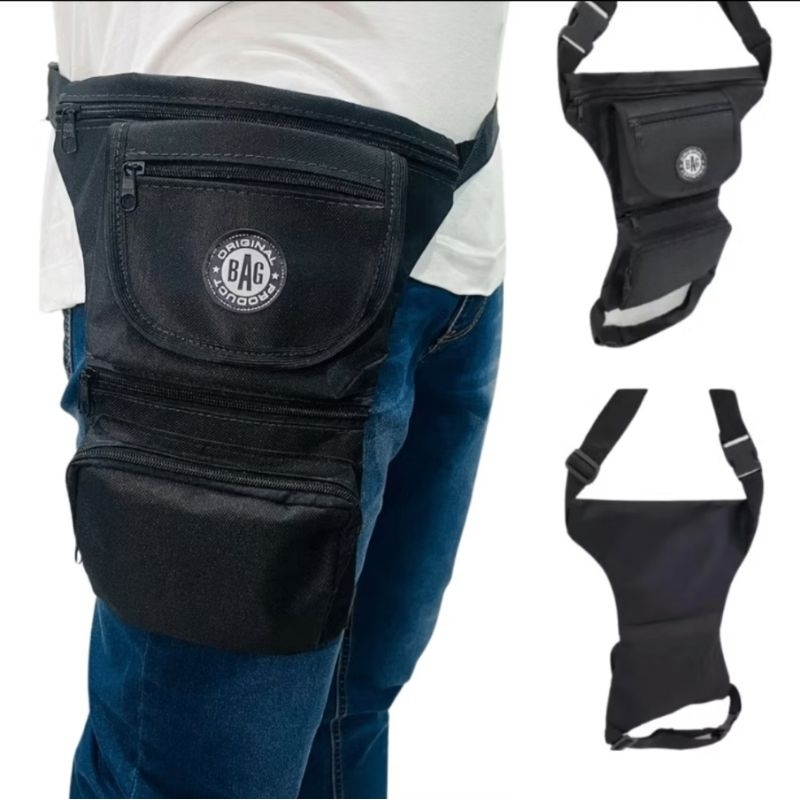 Pochete Cartucheira De Perna, Motoboy Camping Paintball Camuflada e Preta