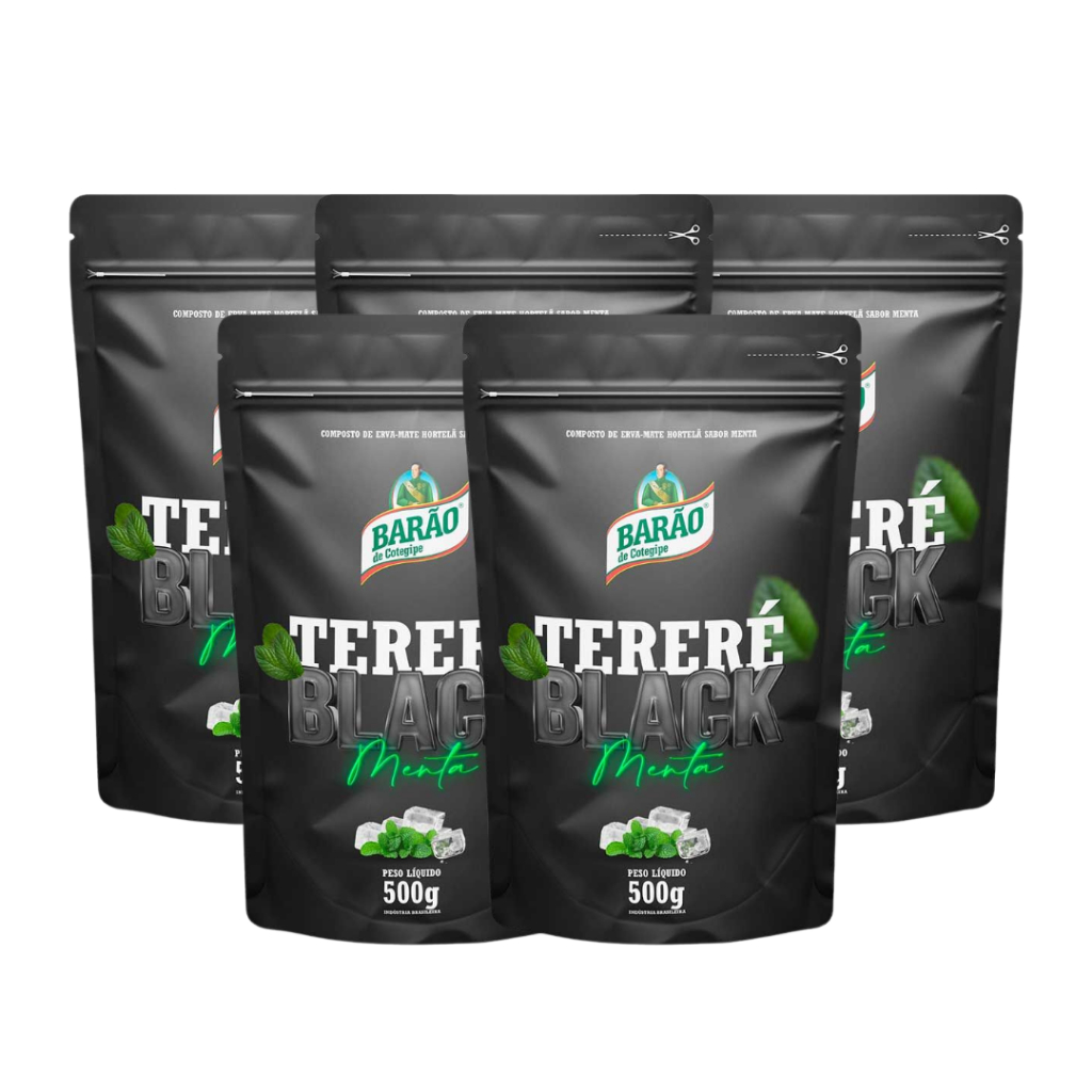 Kit 5 Erva Black Tereré Barão 500g - Escolha O Sabor Refrescante Natural Gelado Bebida Chimarrão Cuia