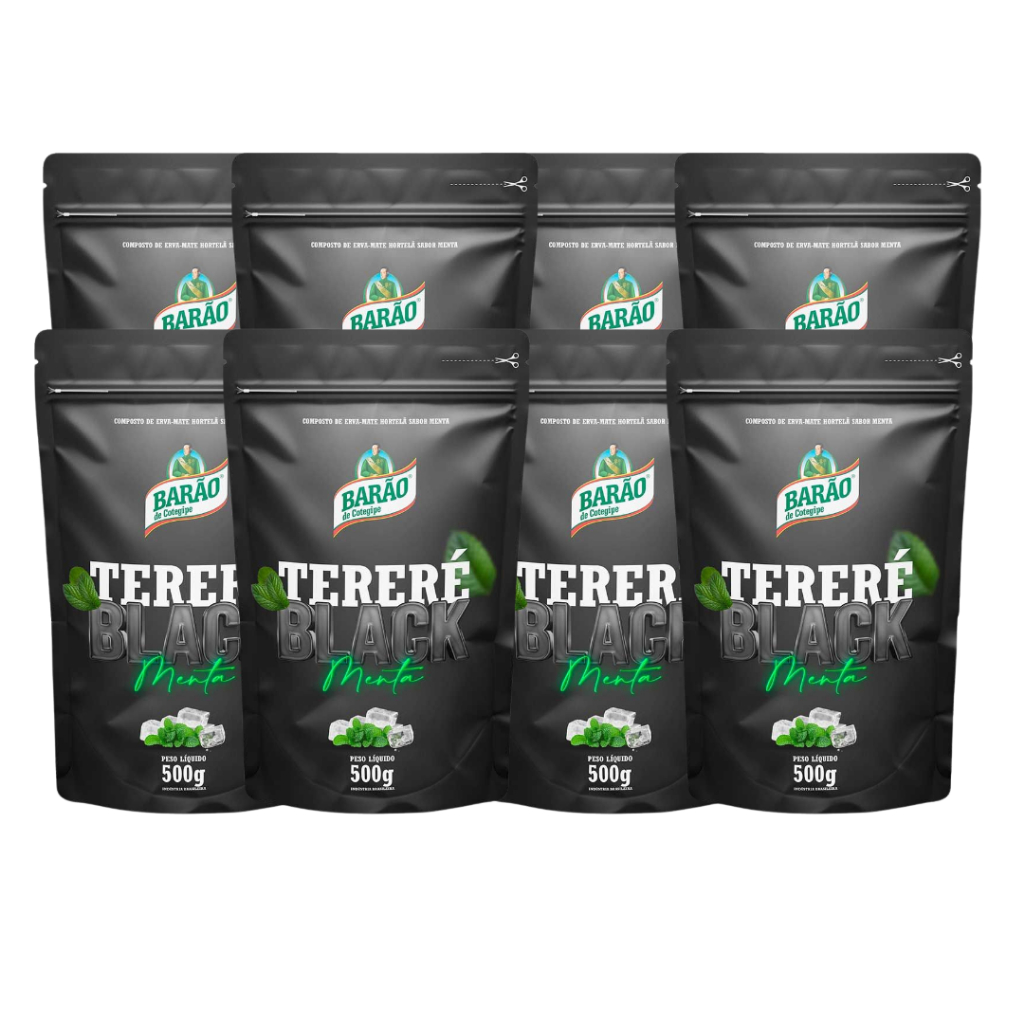 Kit 8 Erva Black Tereré Barão 500g - Escolha O Sabor Refrescante Natural Gelado Bebida Chimarrao Cuia