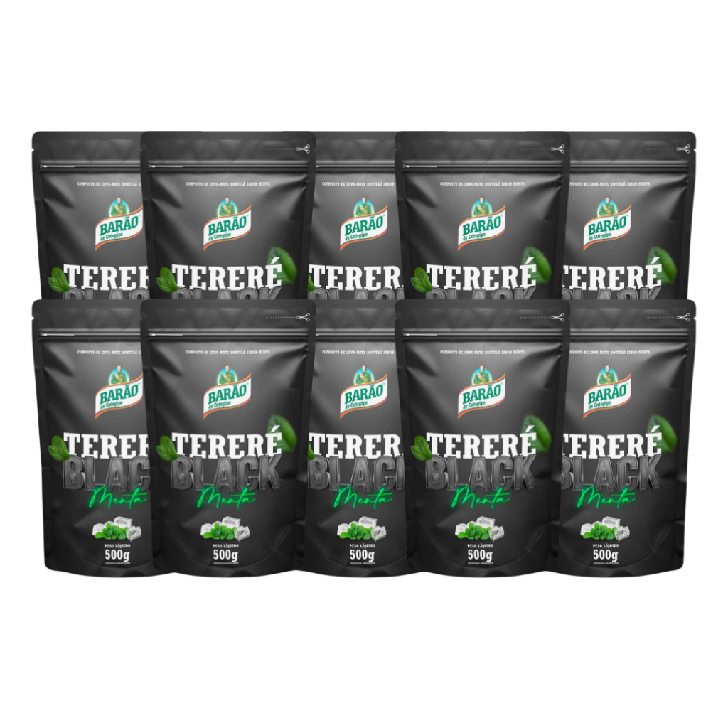 Kit 10 Erva Black Tereré Barão 500g - Escolha O Sabor Refrescante Natural Gelado Bebida Chimarrão Cuia Erva Mate