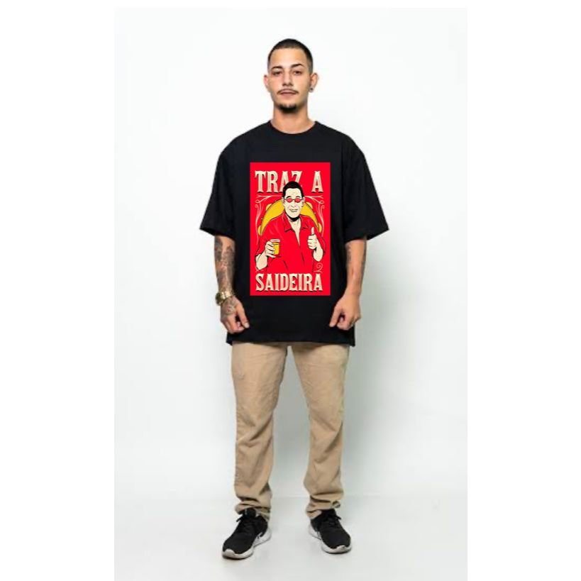 Camiseta Básica Masculina Estampada SAIDEIRA  Super Confortável 100% Algodão tendencia carnaval