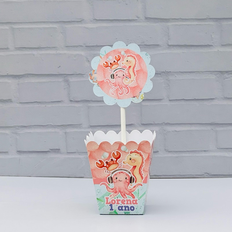 Centro de mesa FUNDO DO MAR MENINA CACHEPO Lembrancinhas Personalizadas | Já vai semi montado