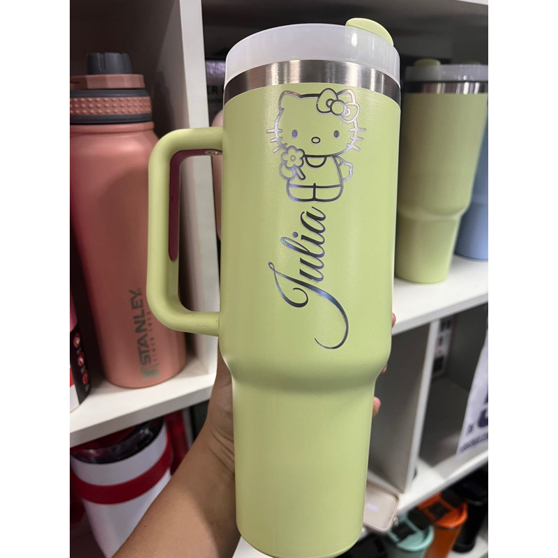 Copo Térmico Personalizado com Canudo Garrafa Com Tampa e Canudo 1,2 Litro com alça para bebidas quentes e geladas