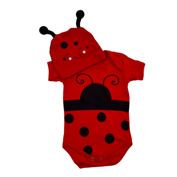 Body Bebê Temático Mesversario Fantasia Infantil  Menina Joaninha