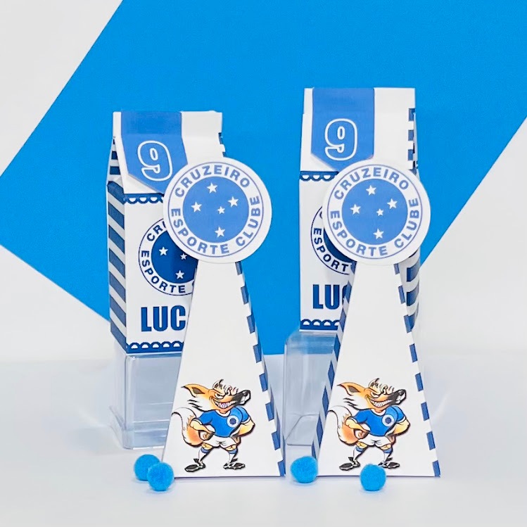 35 Kit Personalizados Time Futebol Cruzeiro- Lembrancinhas Festa Infantil- Aniversário Caixa Mini