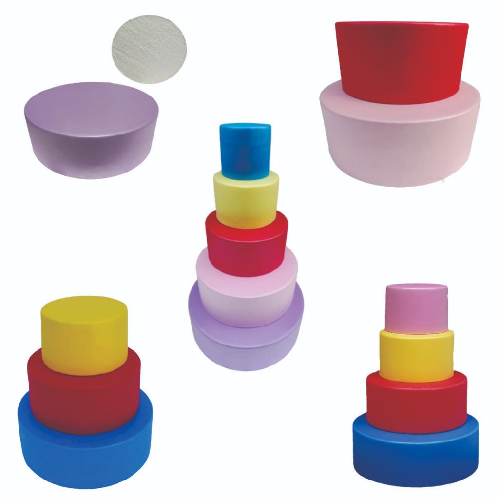 Bolo Fake Maquete de Isopor Moldado Em EVA Sem Emenda Pronto P/ Decorar Personalize com 1 a 5 Bases