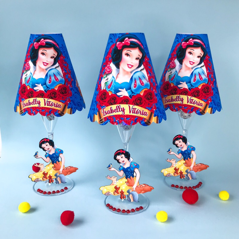 Centro de mesa personalizado - Abajur Branca de Neve