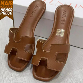 Sandália Caramelo Rasteirinha Original feminina H Marron em Oferta na Shopee