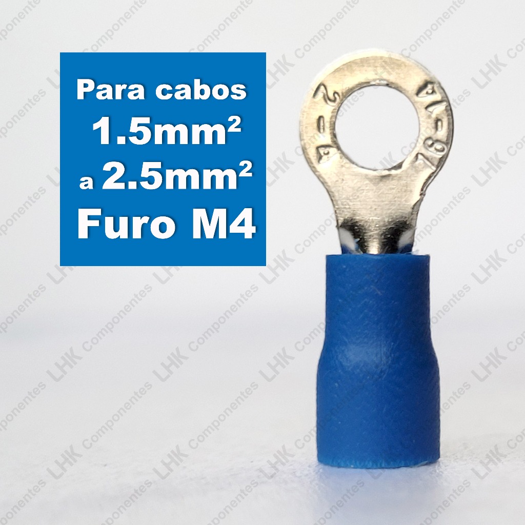 Terminal Anel Olhal Pre Isolado para fios de 1.5mm a 2.5mm Furo M4 em Oferta na Shopee