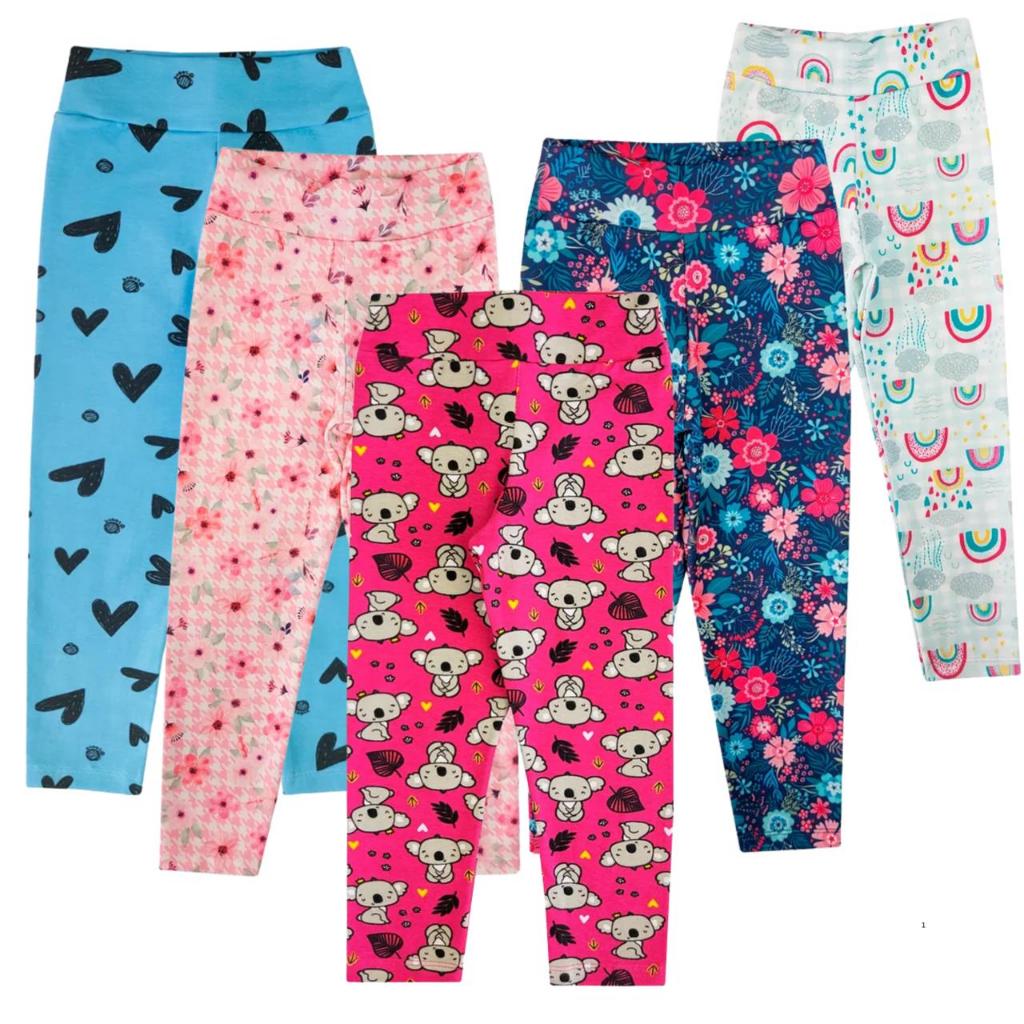 KIT 3 Calça legging infantil menina estampada confortavel ENVIO CORES E ESTAMPAS SORTIDAS