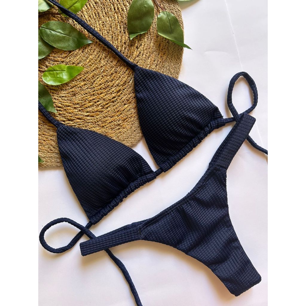 Biquini Cortininha Fita Marquinha Fio Dental Duplo Feminino Bronze Bojo Removivel em Oferta na Shopee