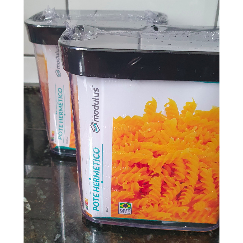 Conjunto de Potes Herméticos Porta Mantimentos - Kit para café e açúcar com 2 potes de 1500ml