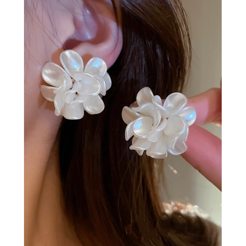 Brincos de Flor Elegante Noiva, Brinco Feminino Flor Pérola Casamento Luxo Noiva Esmaltado Boutique