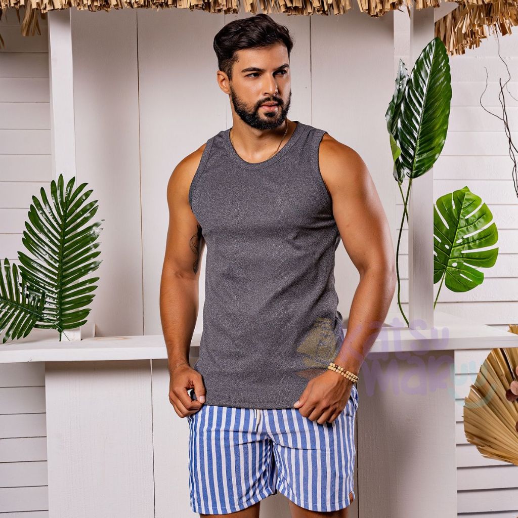 Camiseta Masculina Camisa Regata Canelada Academia Treino Corrida Americana Machão Reveillon Praia