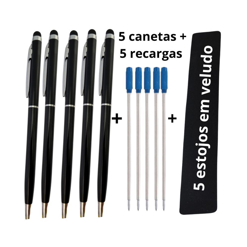 Caneta com estojo e recarga em Oferta na Shopee