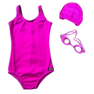 Kit Maiô + Touca Poliamida e Óculos para Natação - 4 a 16 anos em Oferta na Shopee