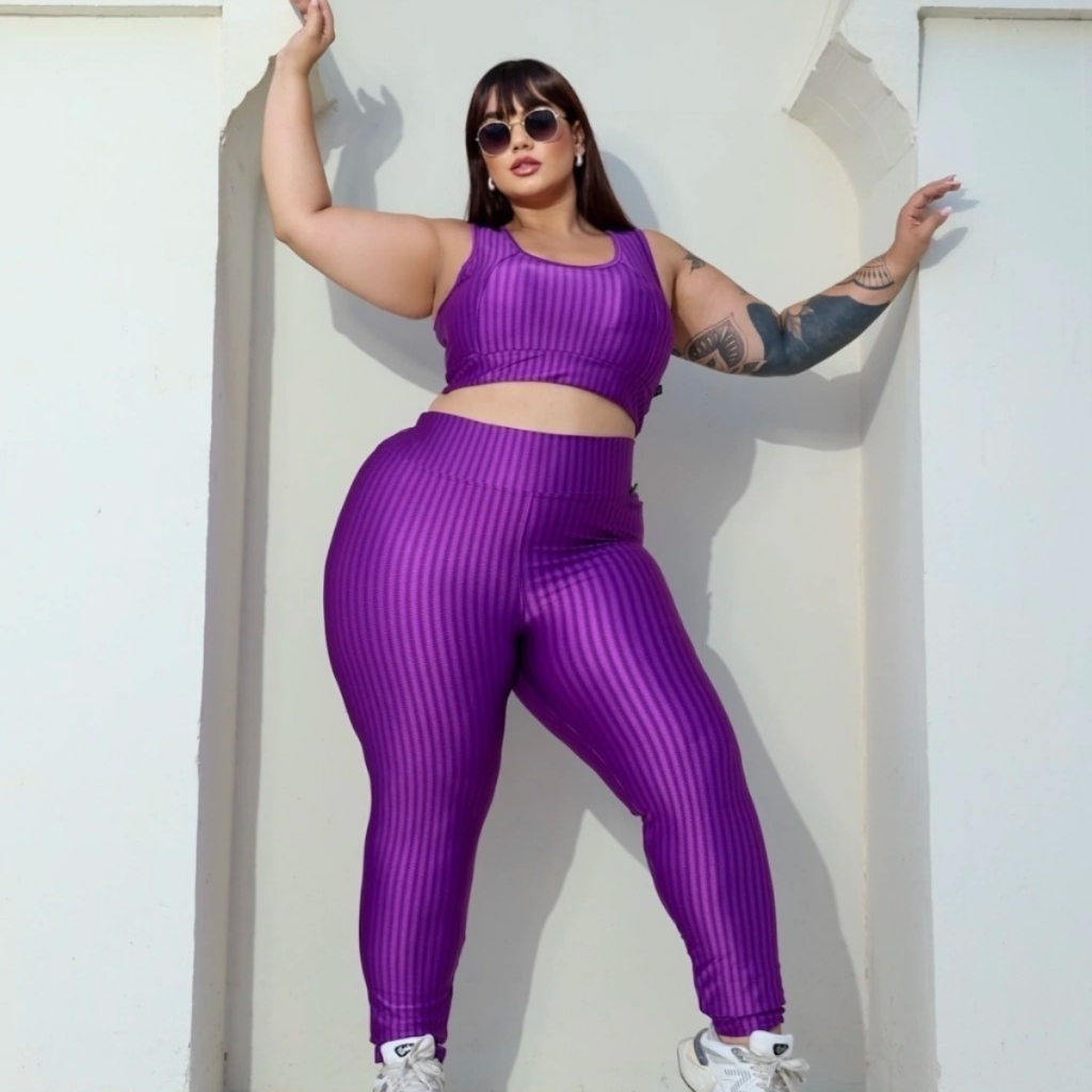 Calça Legging 3D Feminina Plus Size Para Academia Sem Transparência  Tecido Poliamida 3D Plus Size Cintura Alta G2 G3