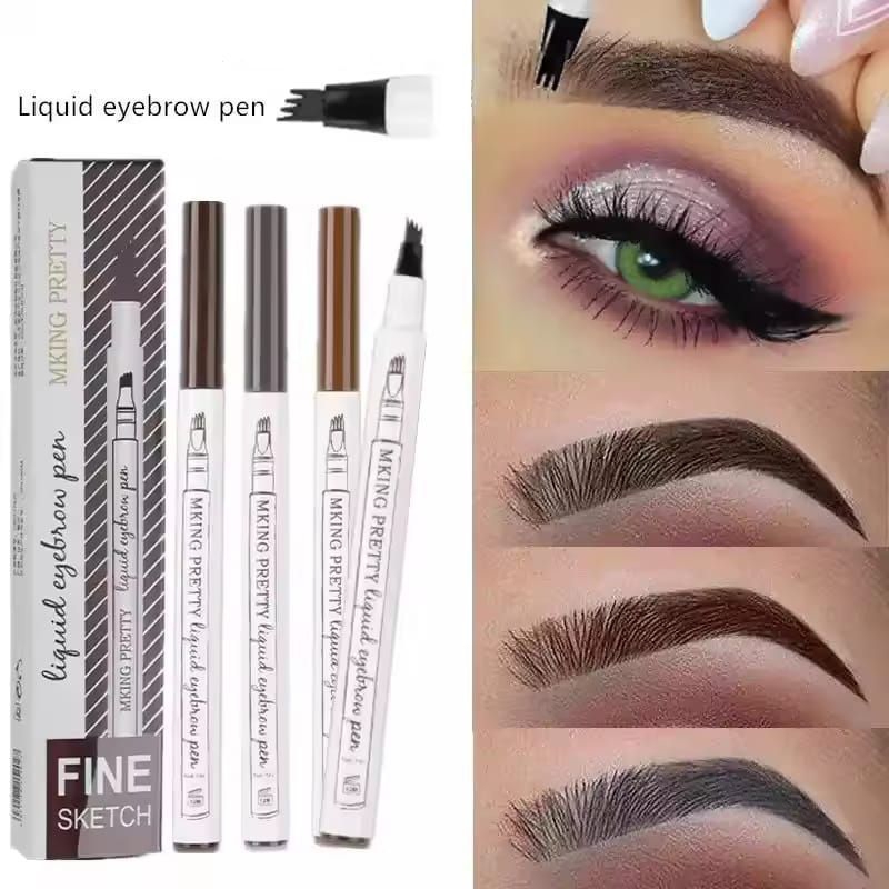 Caneta Sobrancelha Fio a Fio Microblading À Prova D'água Longa Duração 4 Pontas