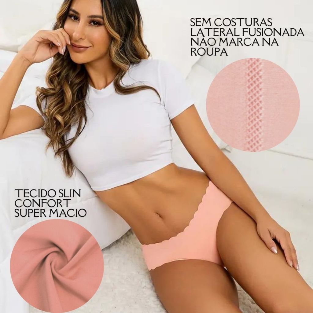 3-5-10 Calcinha Sem Costura Corte a Laser Tanga Confortável Lingerie Invisível — imagem 2 de 2