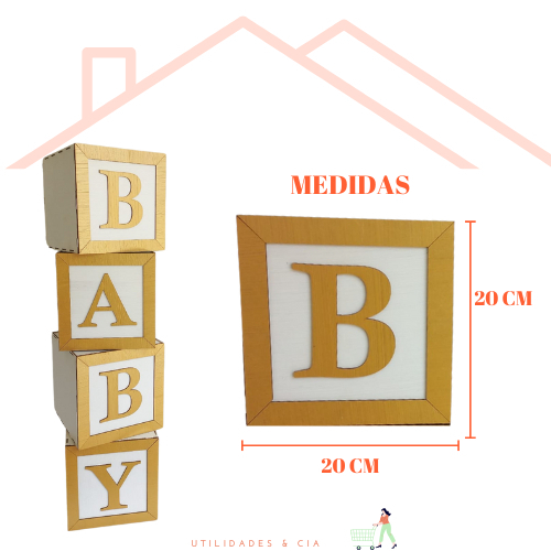 Cubos Baby Pintado / Decoração de Festa / Decoração Chá de Bebê e Revelação MDF 20CM