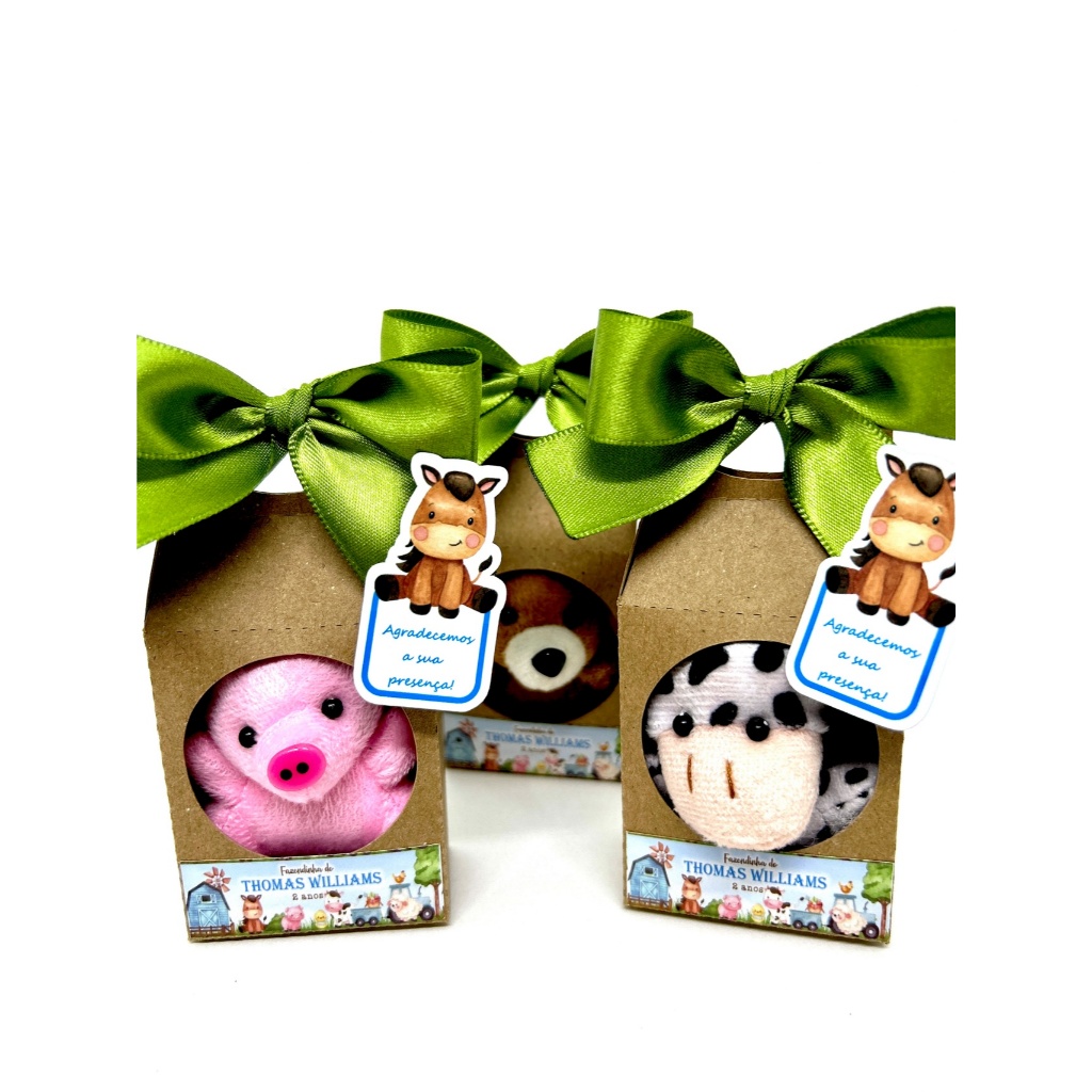 Lembrancinha Personalizada Fazendinha Pelúcia 6 cm na Caixa 10 unidades em Oferta na Shopee