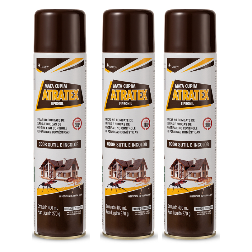 Cupinicida Atratex 400ml Mata Cupim Broca Formiga Aerosol Kit 3 Und
