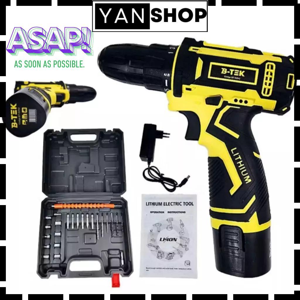 Kit Parafusadeira Furadeira Sem Fio Recarregável LED Com 2 Baterias 12v Bivolt Brocas Bits Maleta Profissional