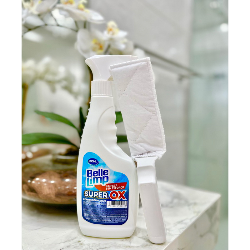 Kit SUPER OX 500ml Bellelimp - Limpa box - limpa blindex + 1 acessorio para limpar entre os vidros em Oferta na Shopee