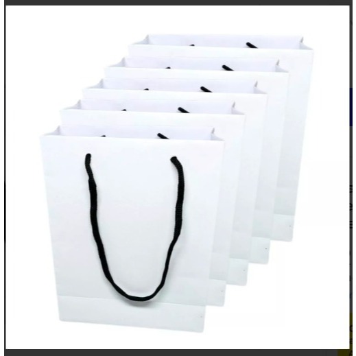 Kit 20 Sacolas de Papel Kraft e Offset Branco para Presentes, Lembrancinhas e Decoração 18x14x6 cm em Oferta na Shopee