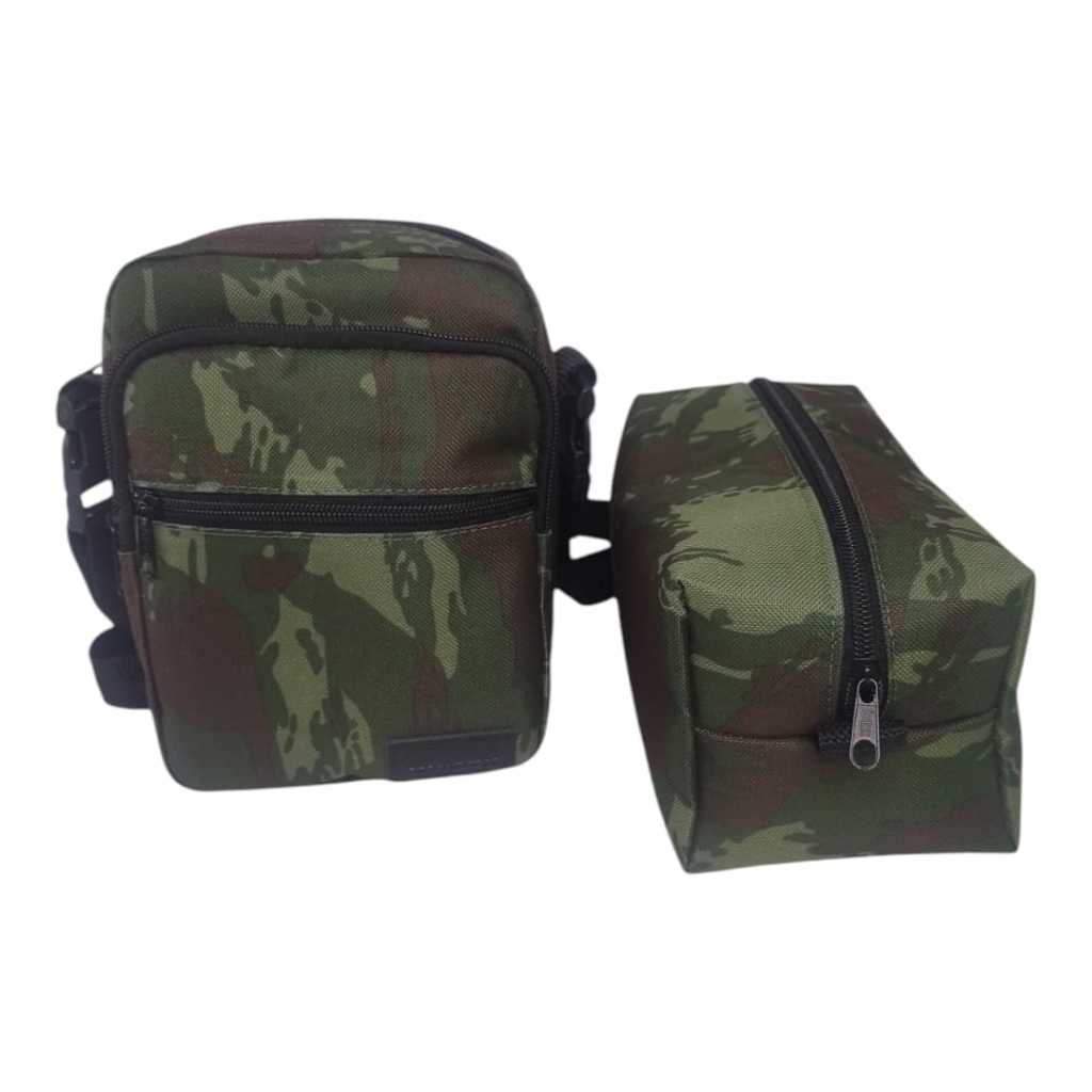 Kit Shoulder Bag Transversal Bolsa Lateral e Nécessaire de Mão Camuflada Kailla Bags