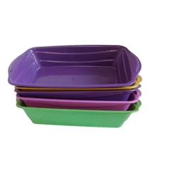 Bandeja Retangular Grande Multiuso Cozinha Pastel Porções Refeições 3 Und Coloridas