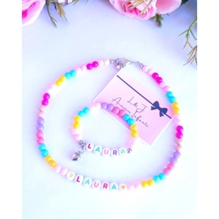 Colar + Pulseira Personalizados de miçangas em Oferta na Shopee