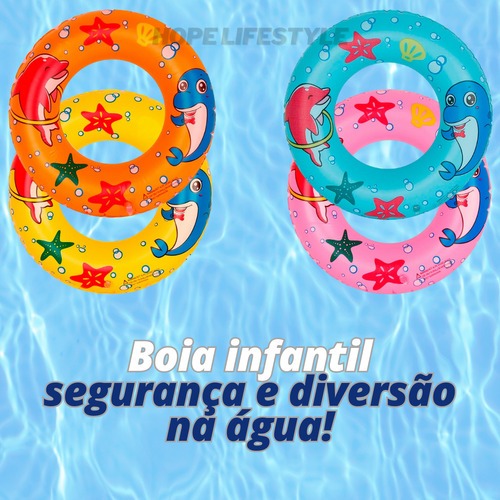 Boia Inflável Azul Laranja Amarelo Rosa 60cm Infantil Para Crianças Piscina Praia Redonda Piscina
