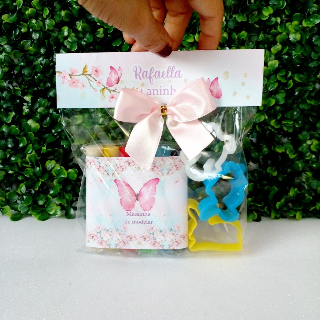 KIT MASSINHA de Modelar Personalizado Jardim das borboletas/ Lembrancinha/ Festa Infantil Jardim/ Kit Massinha Cortador