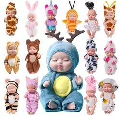 Kit 6/ 12 Mini Baby Doll 11cm Bonecas Dormindo Realistas Brinquedo Animal Presente para Meninas