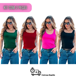 Kit 2 Blusas Regata Feminina Alça Larga / Blusinhas Feminina Alça Grossa Viscolycra em Oferta na Shopee