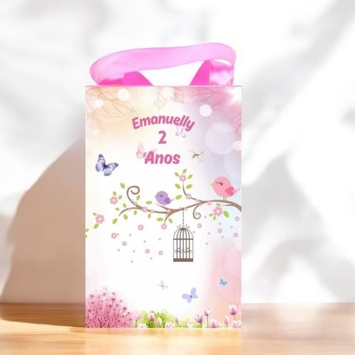 20 uni Sacolinha Jardim Encantado Personalizada Com Nome e Idade/Festa Aniversário/Envio Rápido/PRÉ Montadas